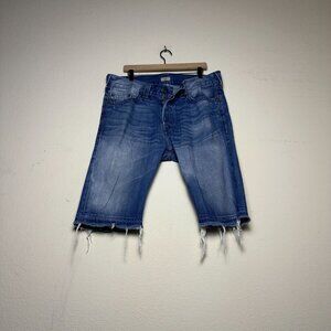 True Religion Dean Jean Denim Short Men 36 Distressed Blue USA Made Streetwear